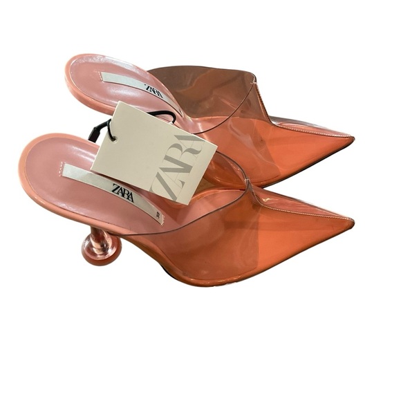 Zara Pink Mules with Transparent Design - Picture 4 of 9